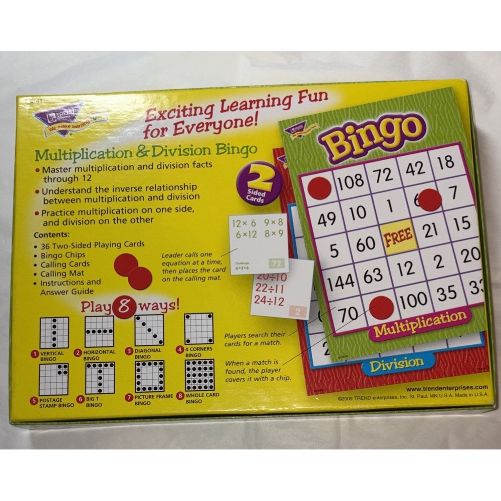 Multiplication & Division Bingo Educational Math Games - Picture 2 of 3
